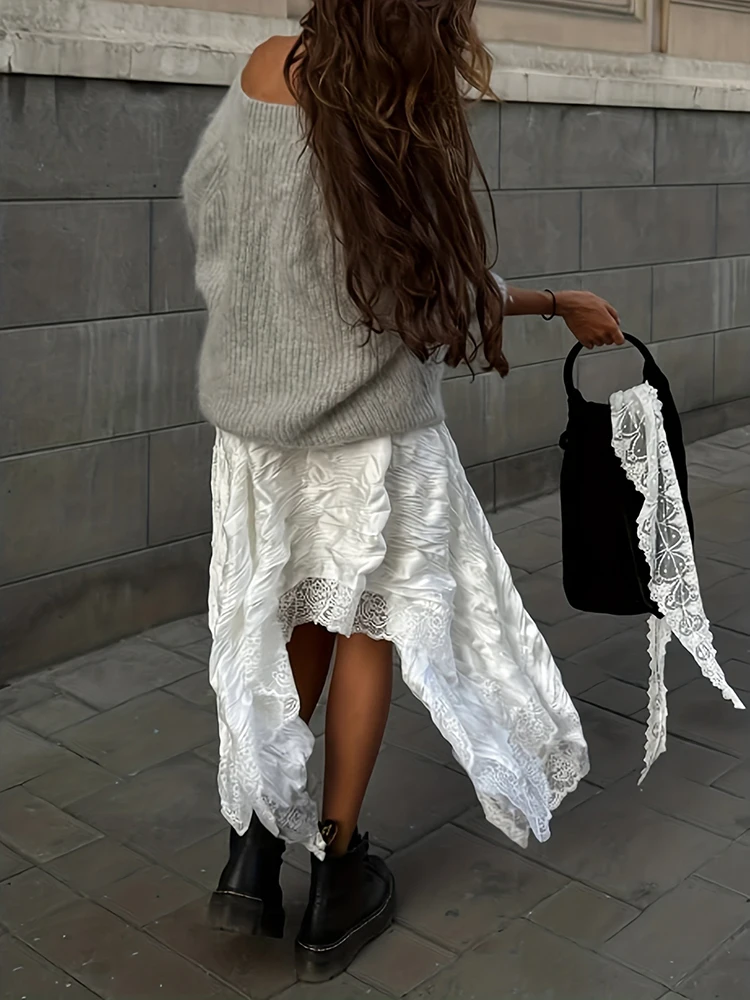 

High street style gray sweater monochrome V-neck long sleeved knitted sweater autumn and winter casual pullover sweater