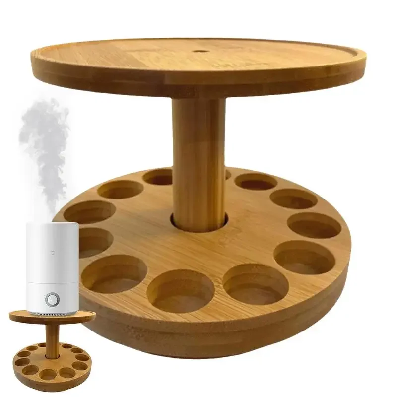 2 Tier Essential Oil Display Stand storage Shelf Wooden Exquisite Rack With 12 Grooves Compartments 2 Tier Fragrance Oil Shelf