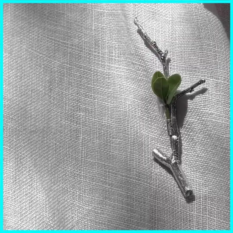 X6HE Branch Brooch With Silver-Tone Metal Appearance, Approx. 6 Nature-Inspired Outfit Detail for Everyday Looks and Dress-Up