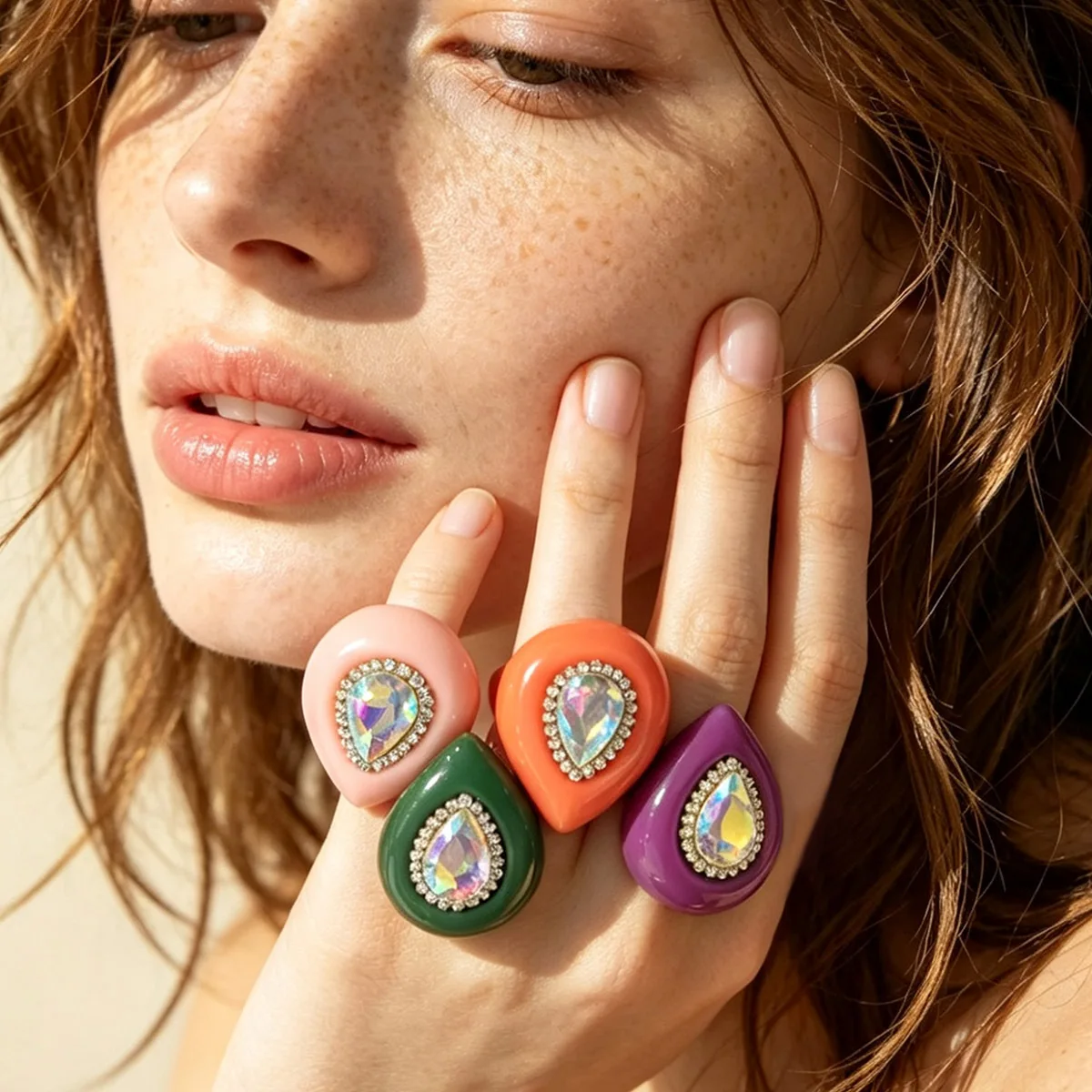 Cross border retro love flower shaped fun design living ring, sweet and cool daily versatile accessory