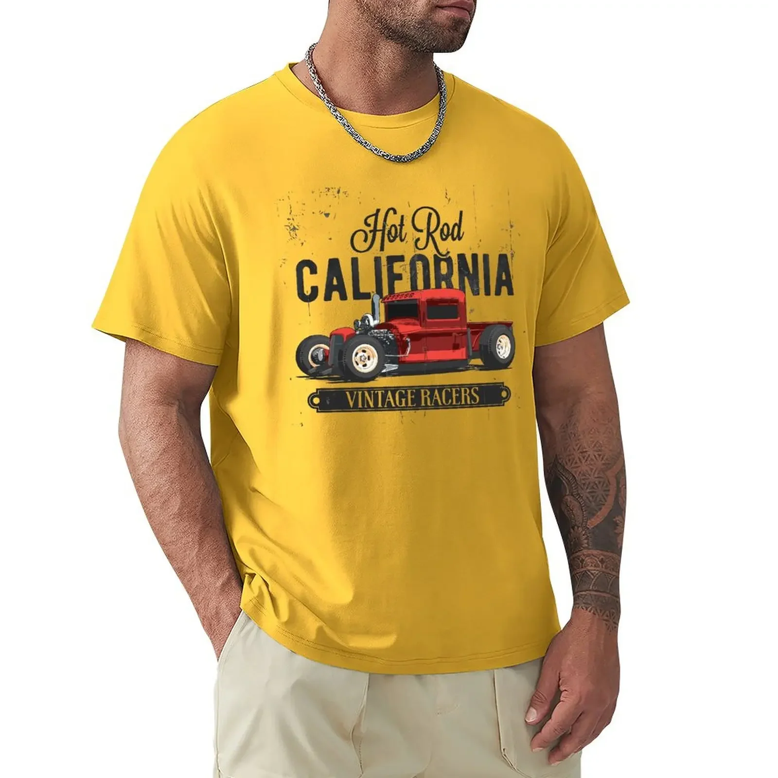 Hot Rod California Vintage T Shirt Harajuku Short Sleeve T-shirt 100% Cotton Graphics Tshirt Tops