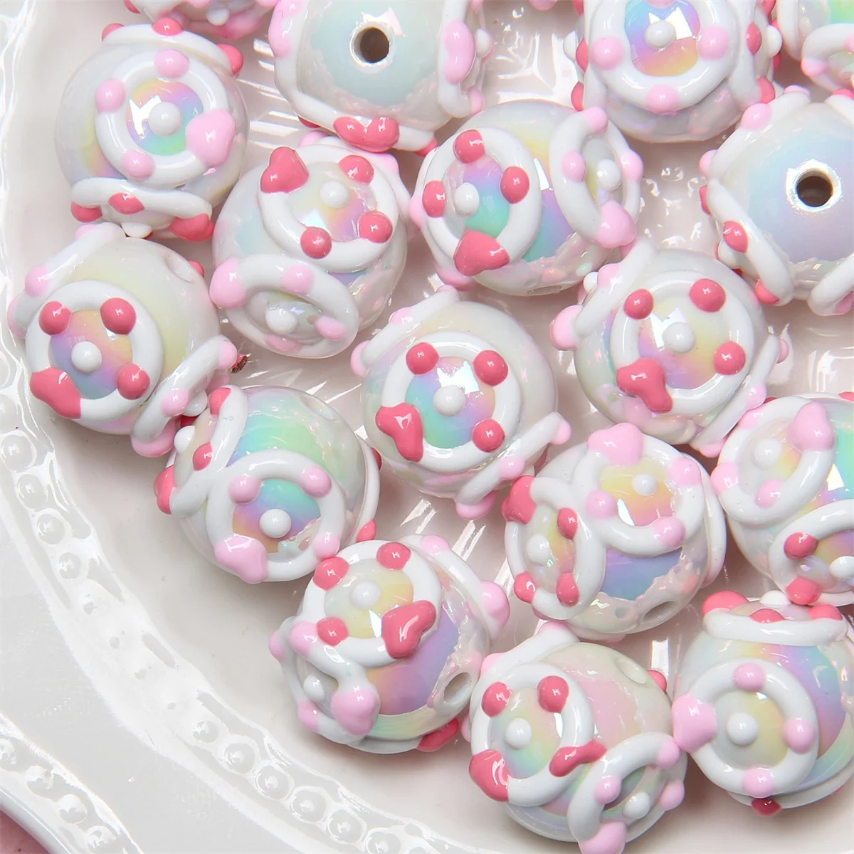 CH42 3pcs Cute Cartoon Acrylic Hand Beads DIY Bracelet Mobile Phone Chain Clothing Hanging Accessories Wholesale Beads