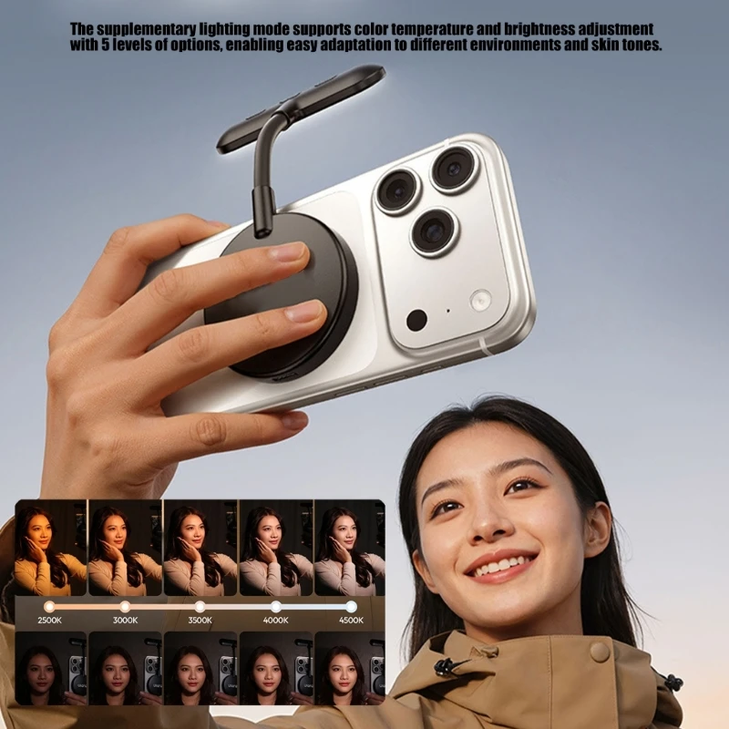Portable ABS LED Phone Lamp Book Light For Night Reading And Smartphone Photography 896C