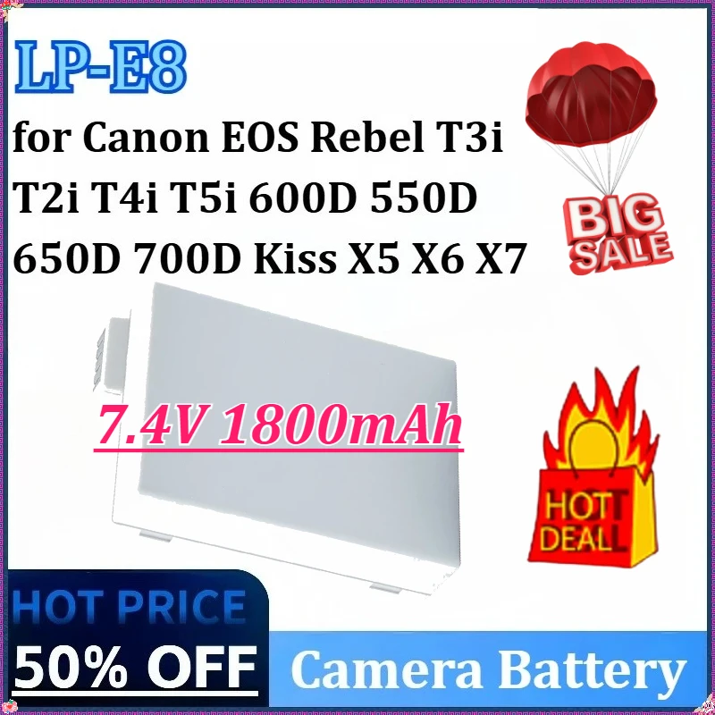 

NEW LP-E8 7.4V 1800mAh Rechargeable for Canon EOS Rebel T4i T3i T2i T5i 600D 650D 700D 550D Kiss X5 X6 X7 Camera Lithium Battery