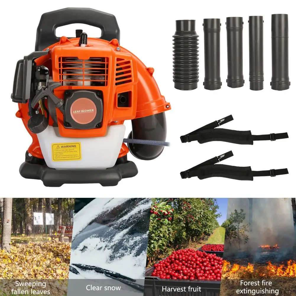 1 Set 52CC 2 Stroke Backpack Leaf Blower Adjustable Tube Gas Dust Blower 550 CFM 6800RPM Ergonomic Long Nozzle Snow Blower