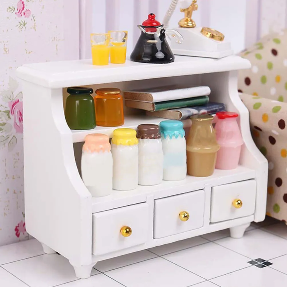 

1Pcs Mini Chest Adornment High Grade Wooden Compact Mini House Furniture Decoration Miniature Chest Ornament Furniture Model