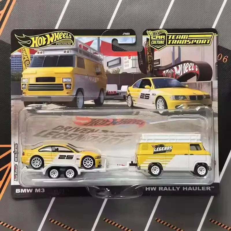 Hot Wheels Legends Tour Team Transport 2025-BMW M3 And Hw Rally Hauler 1:64 Skala Premium Diecast Kolekcjonerski pojazd Zabawka Prezenty