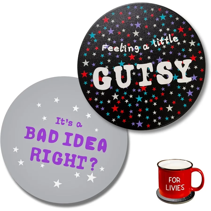 

Olivia Guts and Bad Idea Right Coaster Set The Great Livie Rodrigo Singer Merch Room Decor for Olivia Fans and Gift Ideas