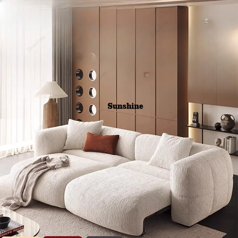 

Cream style fabric electric sofa Italian minimalist zero wall adjustable and retractable