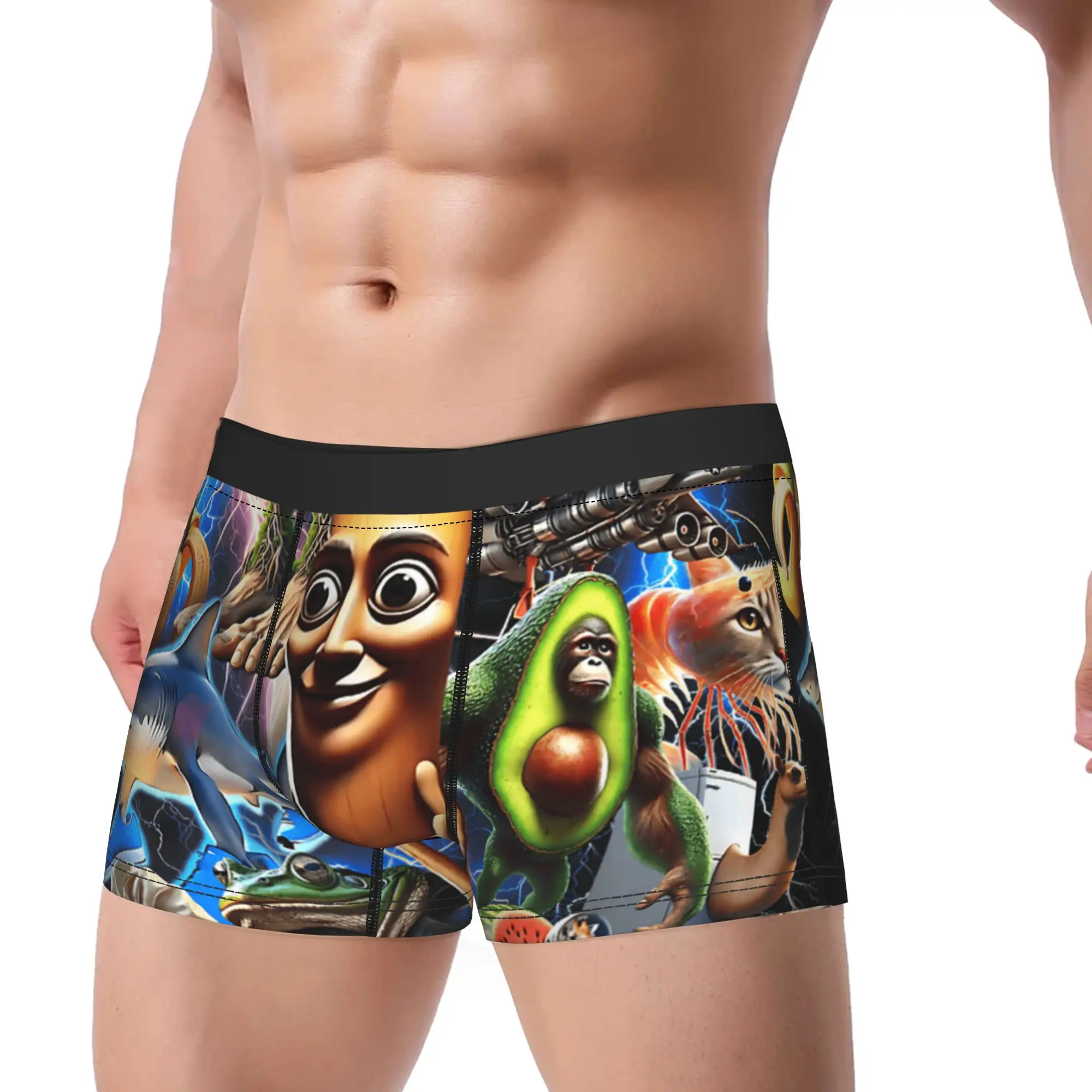 Funny Italian Brainrot Boxer Shorts  3D Pouch Underwear Trenky Custom DIY Boxer Brief Soft Trend Men's Panties Big Size