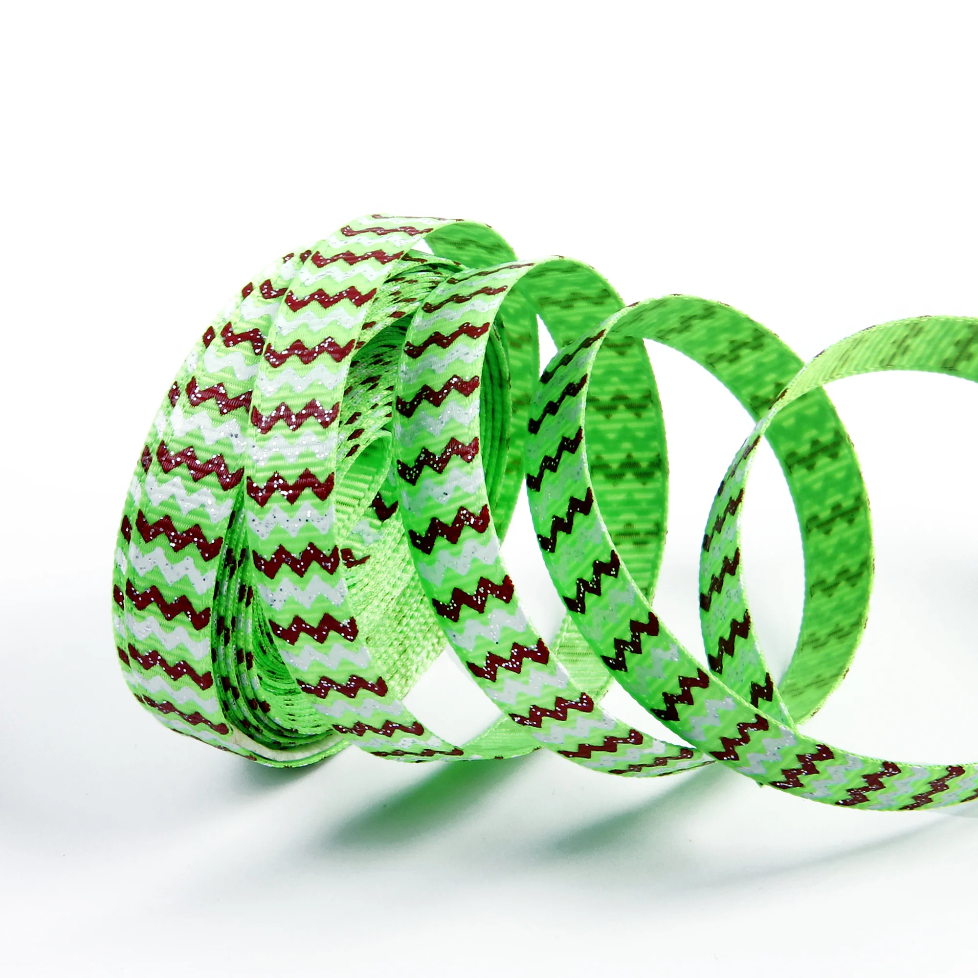 1 rollo de cinta de grogrén con estampado de chevron brillante, 0,35 pulgadas/9 mm x 5 yardas/rollo, para envolver regalos, cinta para manualidades navideñas