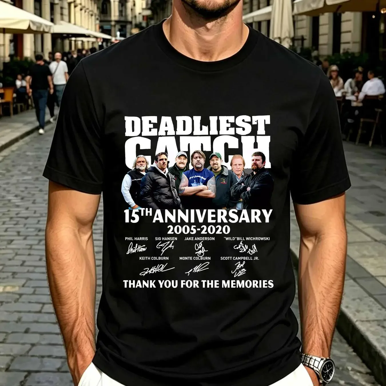 washed T Shirt Deadliest Catch 15th Anniversary 2005 2020 Signature vintage Washed Soft Comfortable streetwear graphic