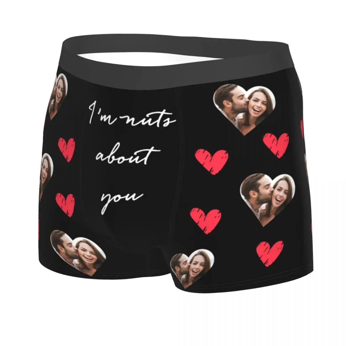 Custom Faces Print Boxer Briefs for Men Love Heart Photo Underwear Gifts Christmas Gift Boyfriend Birthday Present