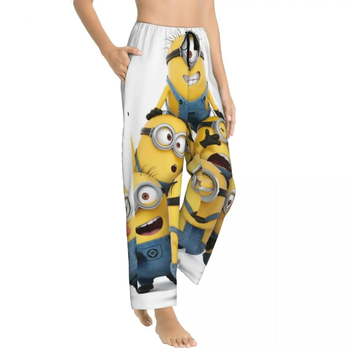 Custom Printed Womens Animated Comedy Movies Minions Pajama Pants Sleepwear Sleep Lounge Bottoms with Pockets