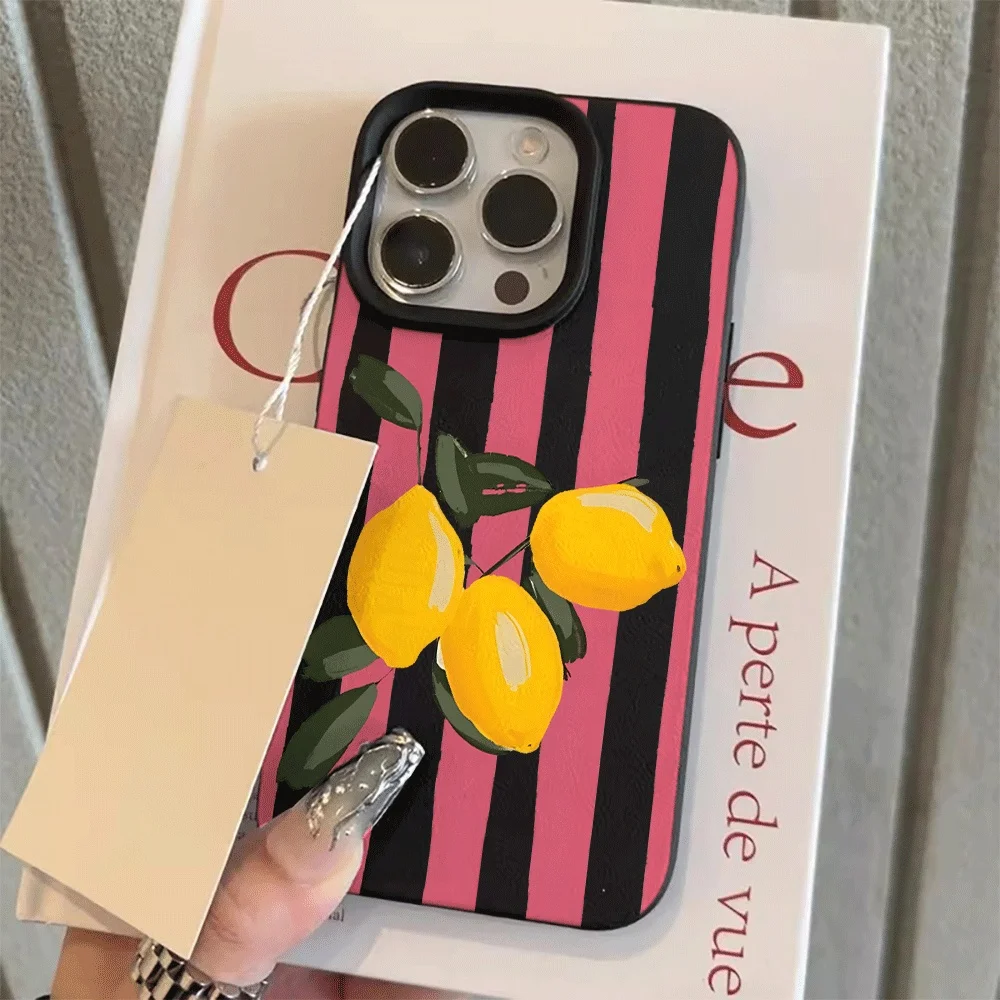 Koreanische Sommer-Zitronen-Ästhetik Handyhülle für iPhone 17 16 15 14 13 12 11 Pro Max Plus X XR Silikon Matt Weiche Schutzhülle – Detail 9