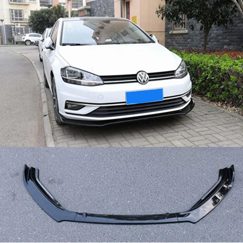 Front Bumper Lip Splitters for VW Volkswagen Golf 7.5 Standard Hatchback 4-Door 2018 2019 3PCS/Set PP Black