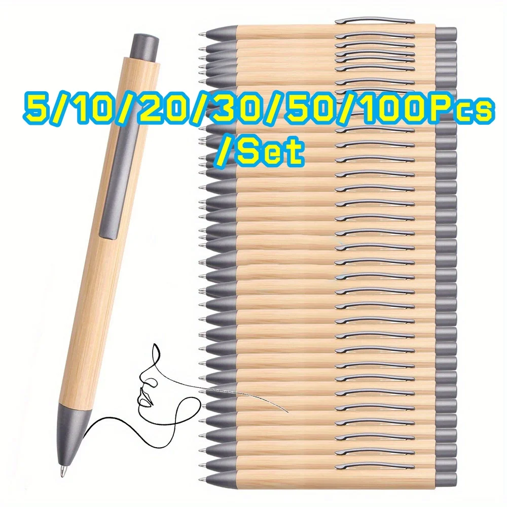 

5-100Pcs Bamboo Ballpoint Pen Stylus Contact Pen Office & School Supplies Pens & Writing Supplies Gifts