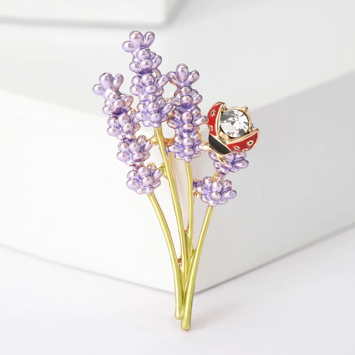 Rhinestone Seven Star Ladybug Brooches for Women Unisex Enamel Insect Pins Banquet Party Backpack Gifts Jewelry Accessories