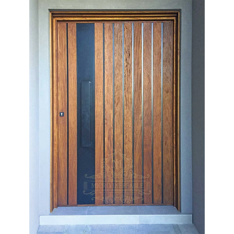 Porte d'entrée pivotante en bois personnalisée, économie d'énergie, design résidentiel moderne, offre spéciale pour porte d'entrée