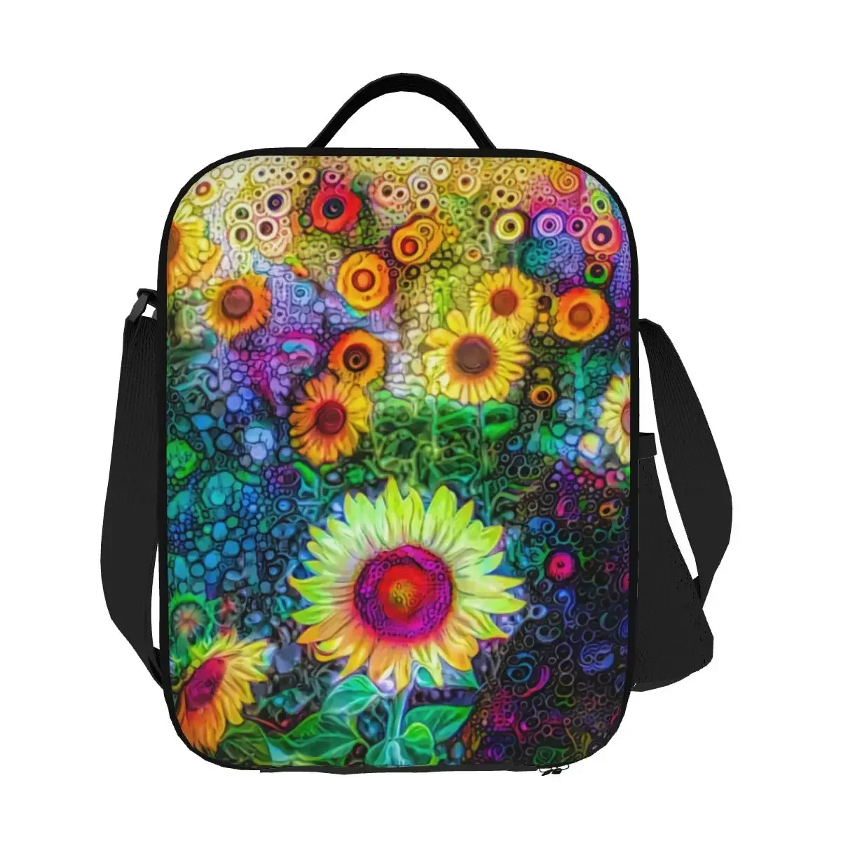 Bolsa de almuerzo con aislamiento de girasoles coloridos para mujeres y niños, fiambrera térmica impermeable, Enfriador de flores florales, viaje de Camping