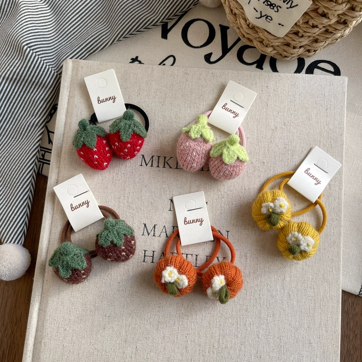 

Эластичные ленты для волос с рисунком клубники для девочек, аксессуары для волос, держатель для хвоста, детские хлопковые резинки для волос, милые резинки