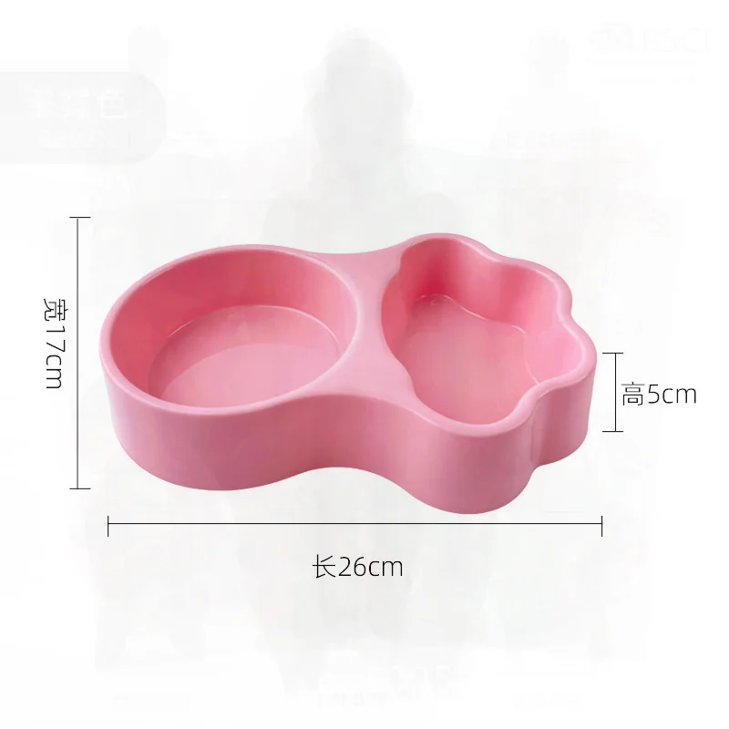 

Pet Double Bowl Food Dish with Non-Slip Bottom Durable PP Material Multi-Color Cat Claw Resistant Dog Feeder Supplies