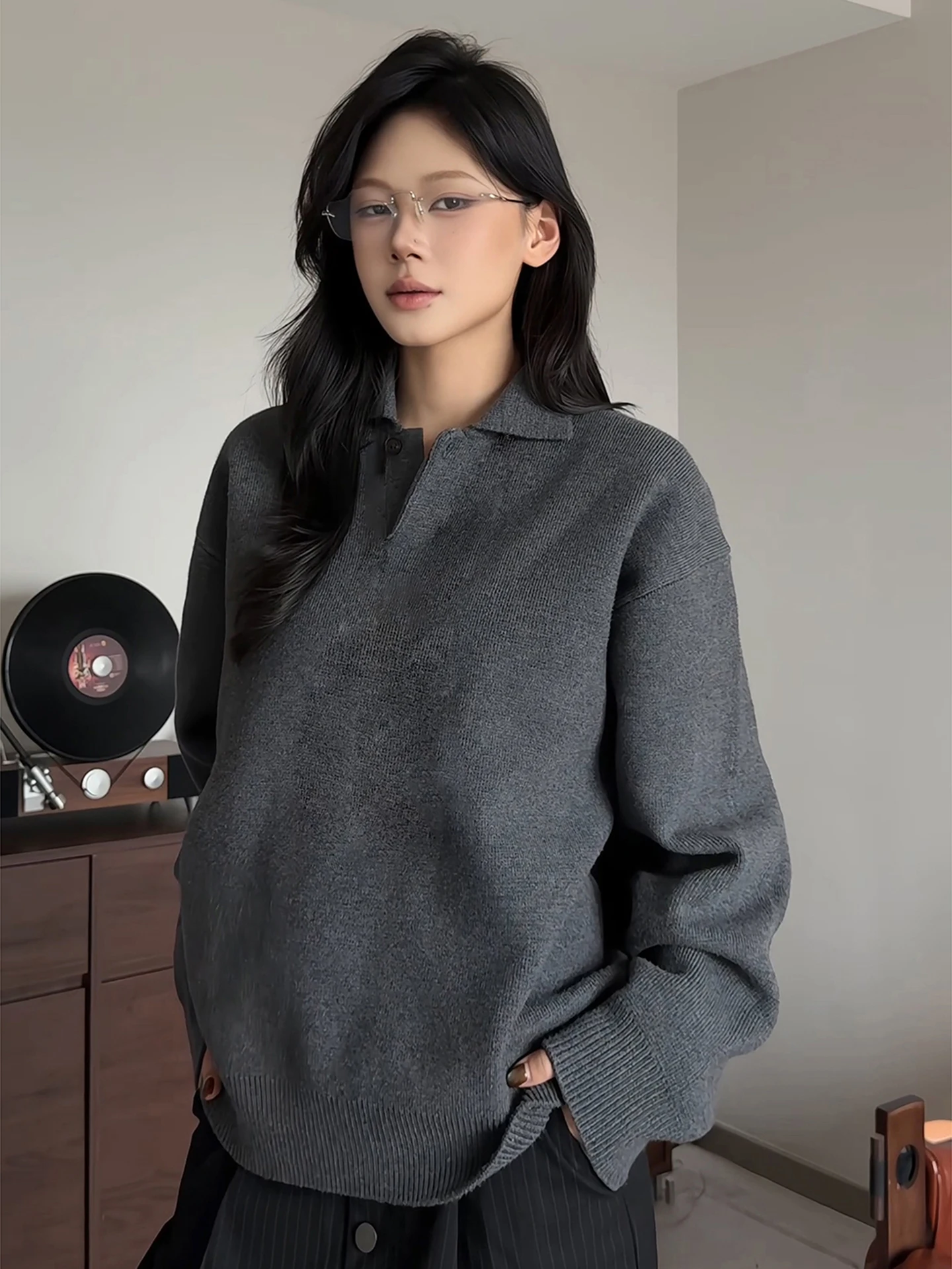 

Мужской свитер с американским воротником Deep Ey, длинный базовый слой, в стиле Old Money, повседневный, для осени