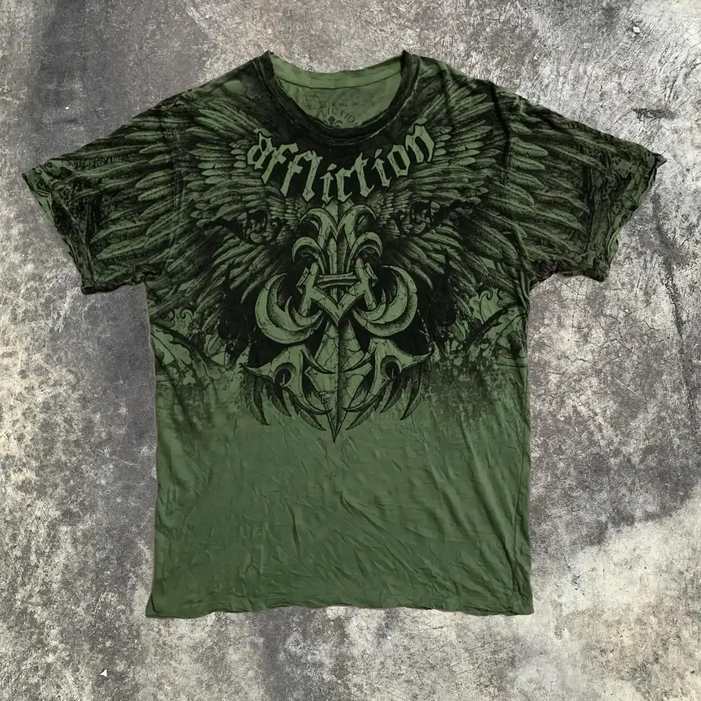 

New 2000s Urban Legend Misery Graphic T-Shirt Men's Large Grunge Skull Wings New Fashion Style Couple Tops Shirt