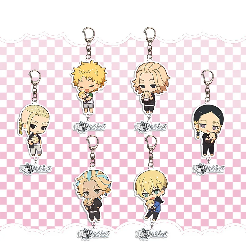 Anime Keychain Tokyo Revengers Manjiro Ken Takemichi Hinata Atsushi Acrylic Accessories Cute Bag Pendant Key Chain Gifts