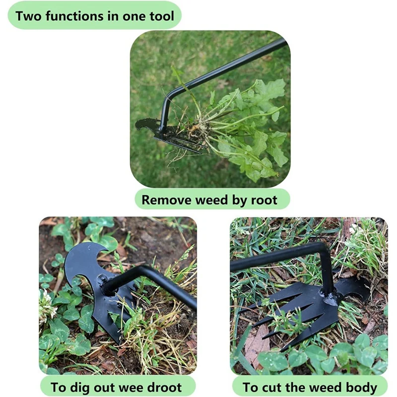 3Pcs Weed Puller Tool,Weeding Artifact Uprooting Removal Tool,4 Teethes Dual Purpose Manual Weeders For Garden Weeding Durable