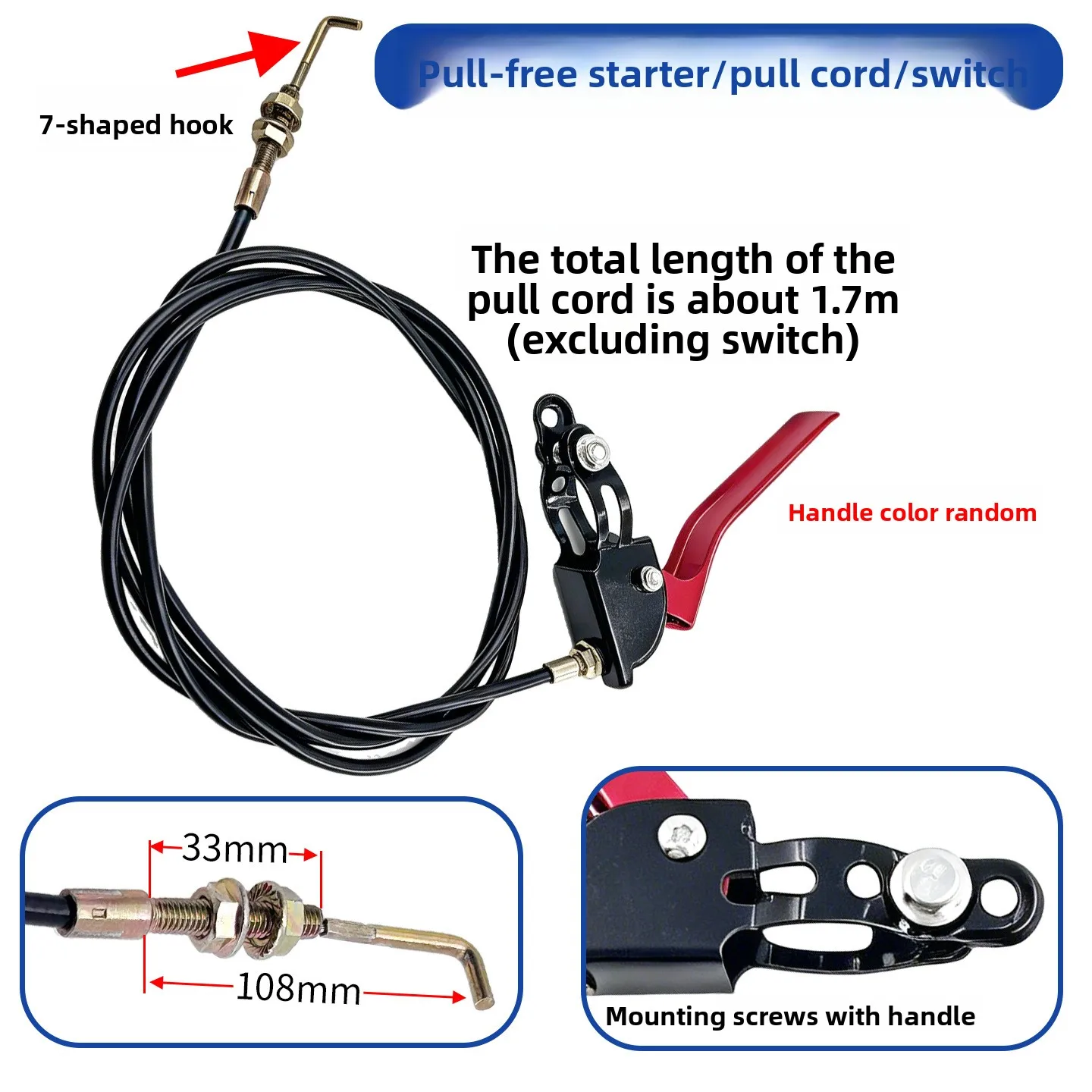 Micro-tiller Hand Crank Pull-free Starter Accessories Pull Wire Switch Universal Pull-free Start Switch with Wire