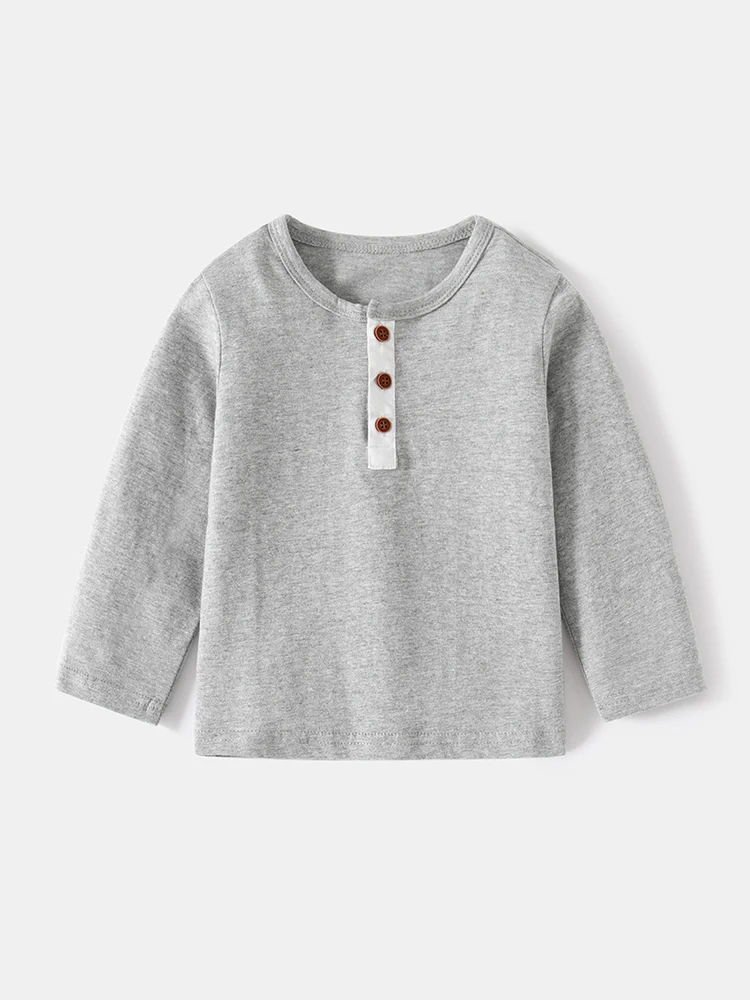 LJMOFA ropa para Bebé y Niño, camiseta de manga larga de algodón suave de Color sólido para niño y niña, Jersey suelto, Top