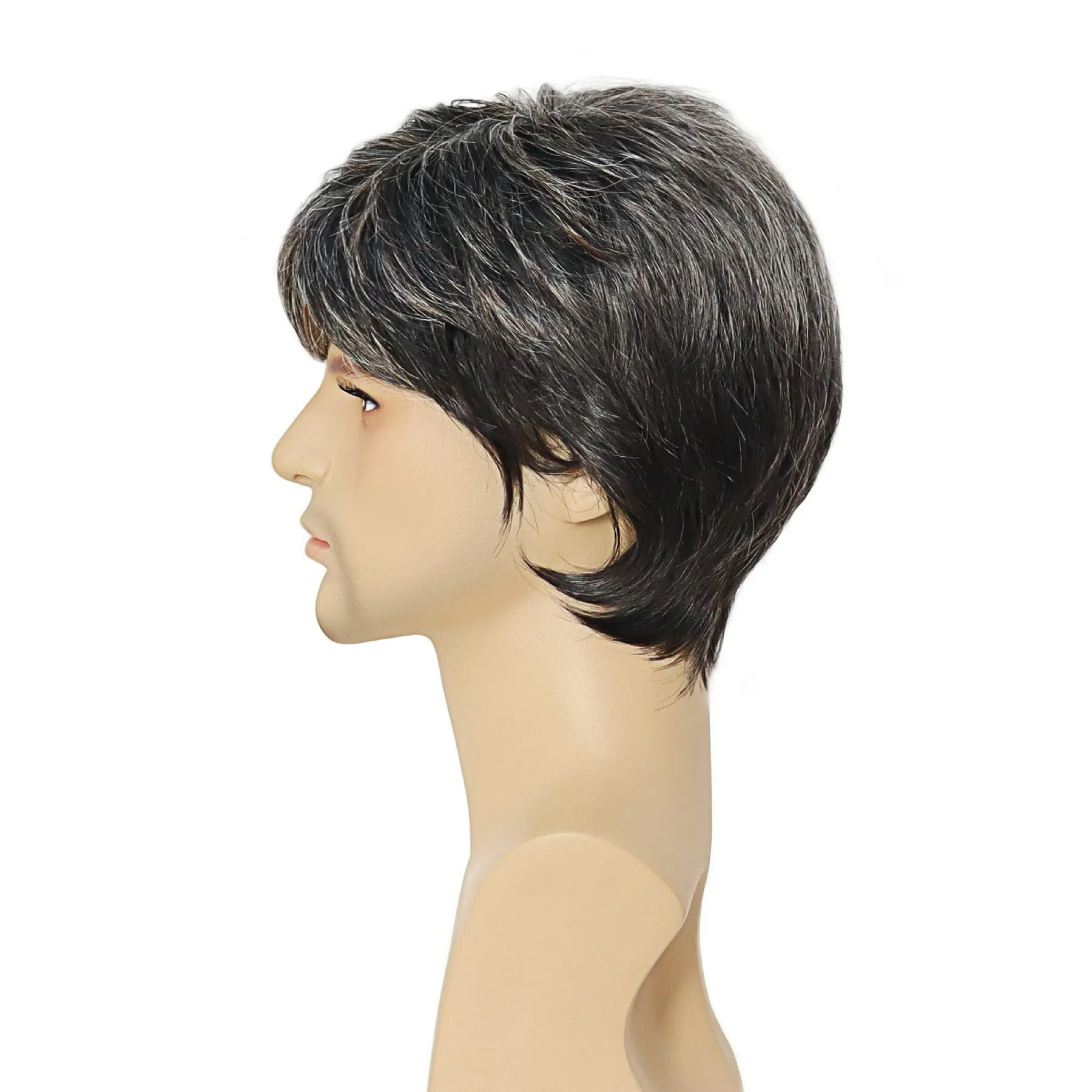 شعر مستعار قصير مع الانفجارات الشعر الاصطناعية أسود مختلط رمادي الباروكات الطبيعية للرجال الآسيوية تأثيري تصفيفة الشعر عادية الذكور الباروكات الكاملة الداكنة