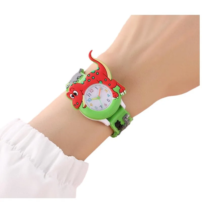 Dinosaur Kids Children Cartoon Watches Gift Friends Happy Cute Silicone Strap Boys Girls Students Watch for Primary School