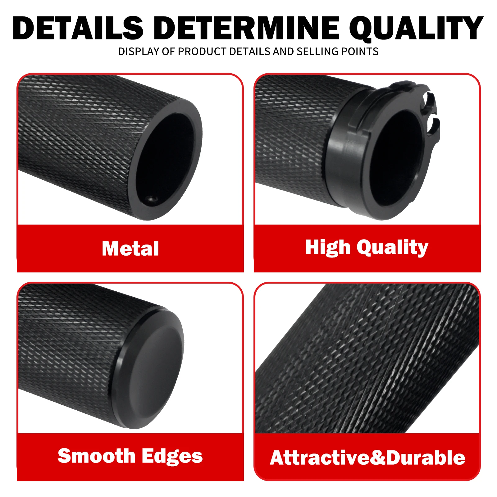 Motocycle 25mm Hand Grips All Aluminum Handlebar Grips Black Chrome For Harley Sportster XL883 XL1200 Touring Dyna Softail
