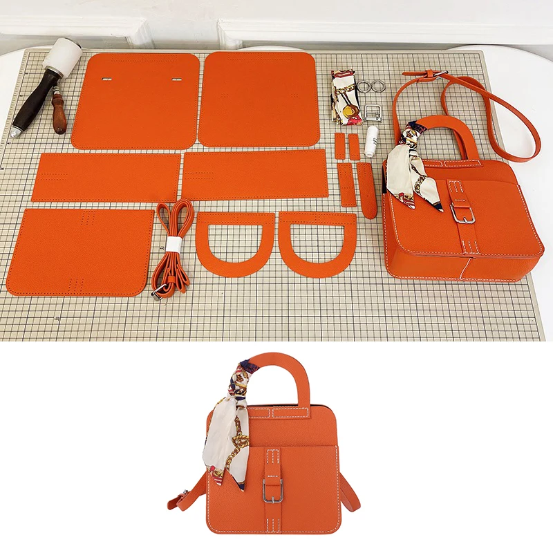 Handmade Leather Handbag for Women, DIY Material, Cross-body Bag, Semi-Finished Accessories Kit