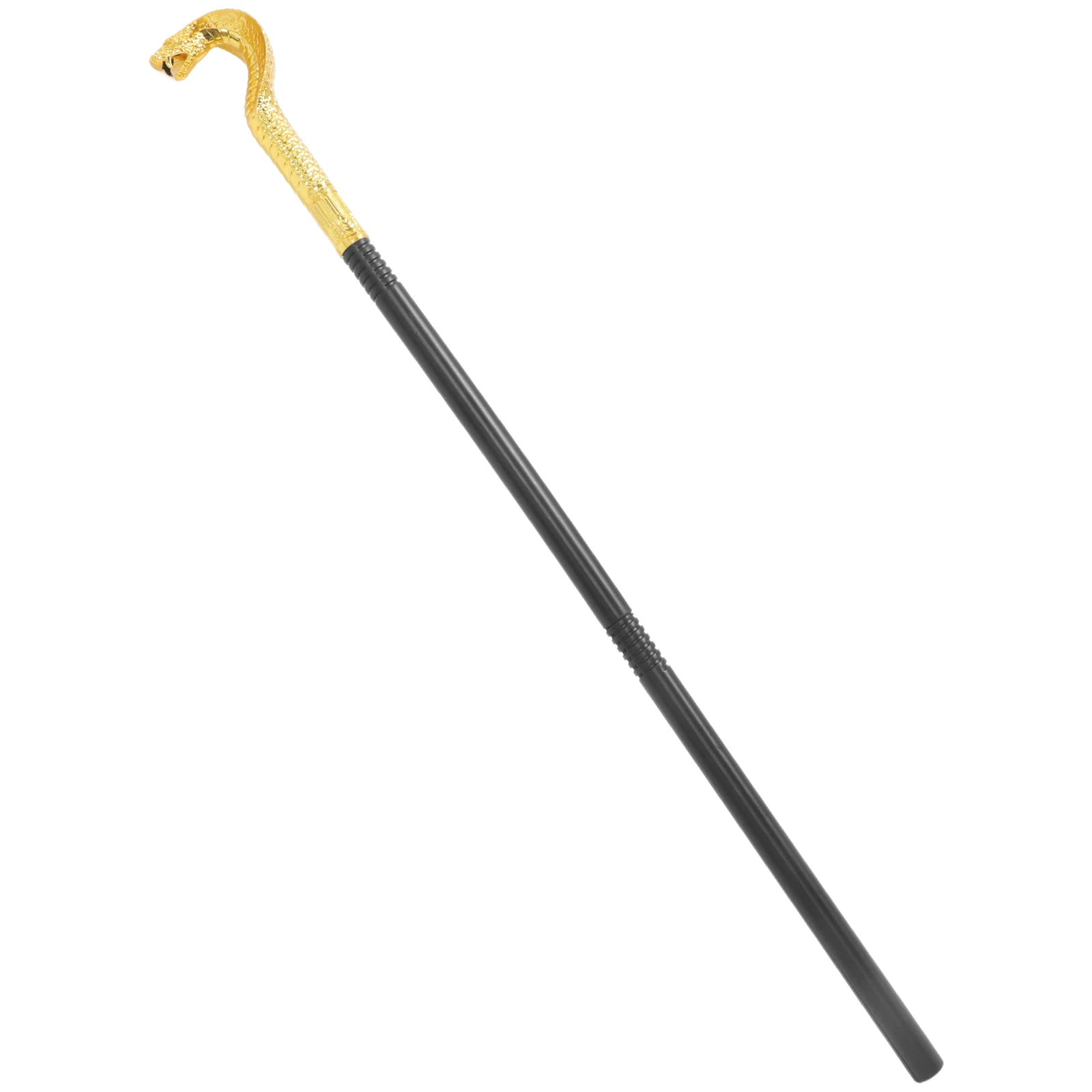 

Snake Head Cane Halloween Costume Props Decor Golden Walking Stick Lightweight ABS Material Small Size Easy to Carry Store