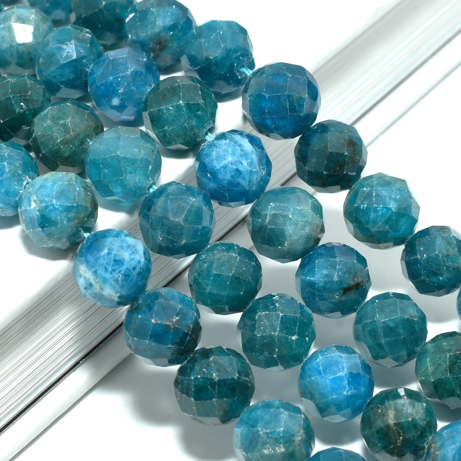 Natural Apatite Faceted Loose Beads 9.5mm-10mm,64 Faces Cutting