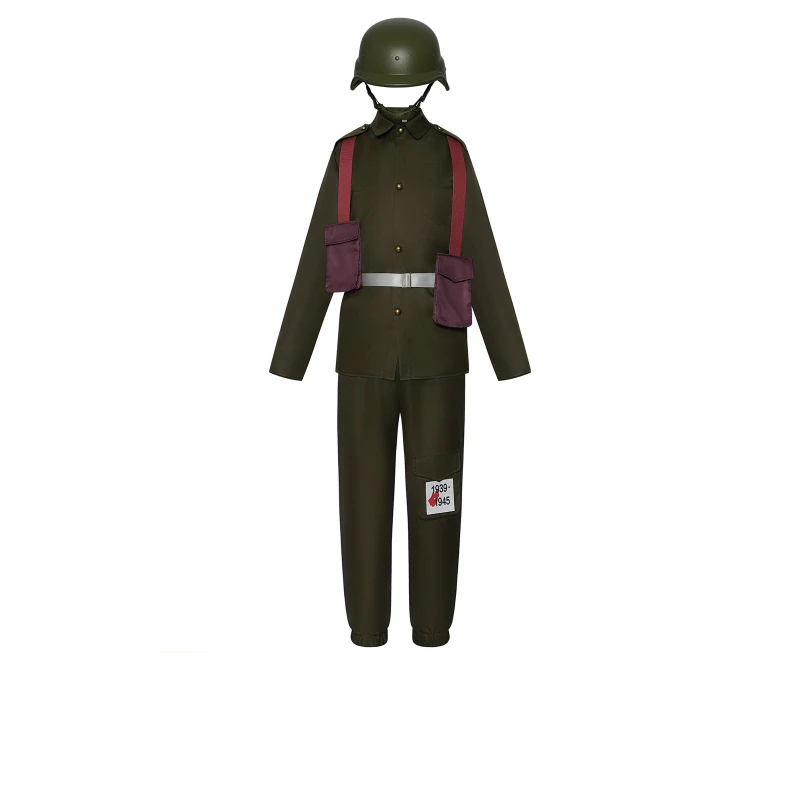 

WWII Army Soldier Cosplay Costume Combat Uniform Full Set Outfit Classic Role Play Themed Stage Performance Fancy Dress Up Suit