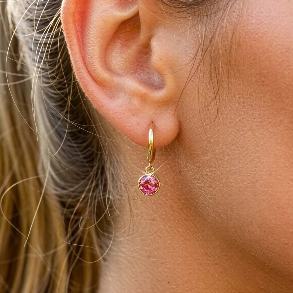 18K Gold Plated Huggie Hoop Earrings Round CZ Dainty Small Elegant Drop Ear Jewelry Hypoallergenic Daily Wear Earrings for Women