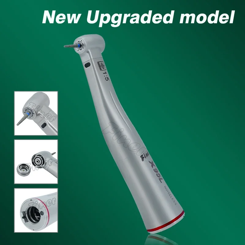 Dental 1:5 Increasing Contra Angle Red Ring Against Angle Fiber Optic Increasing Speed Handpiece Compatible with X95L