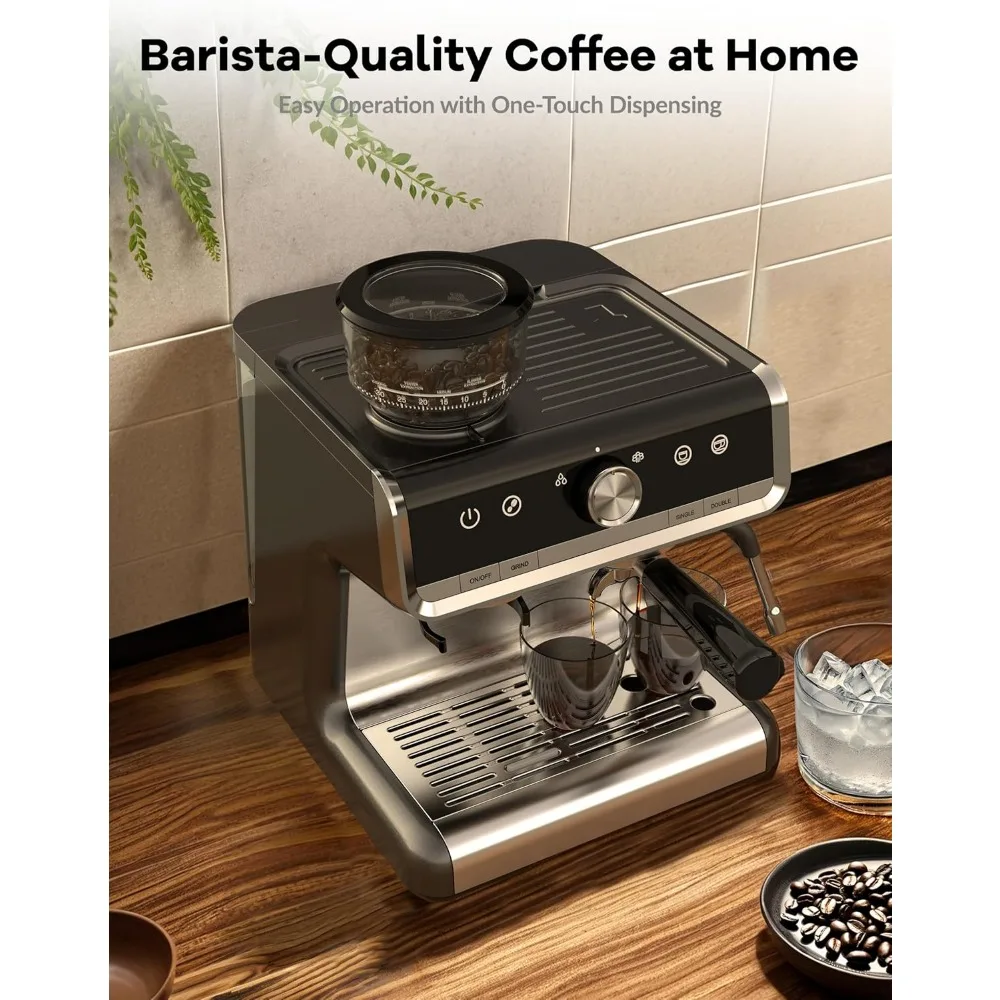 20 Bar Semi Auto Espresso Cappuccino Machine with Milk Frother/2.8L Removable Water Tank, for Latte, Cappuccino