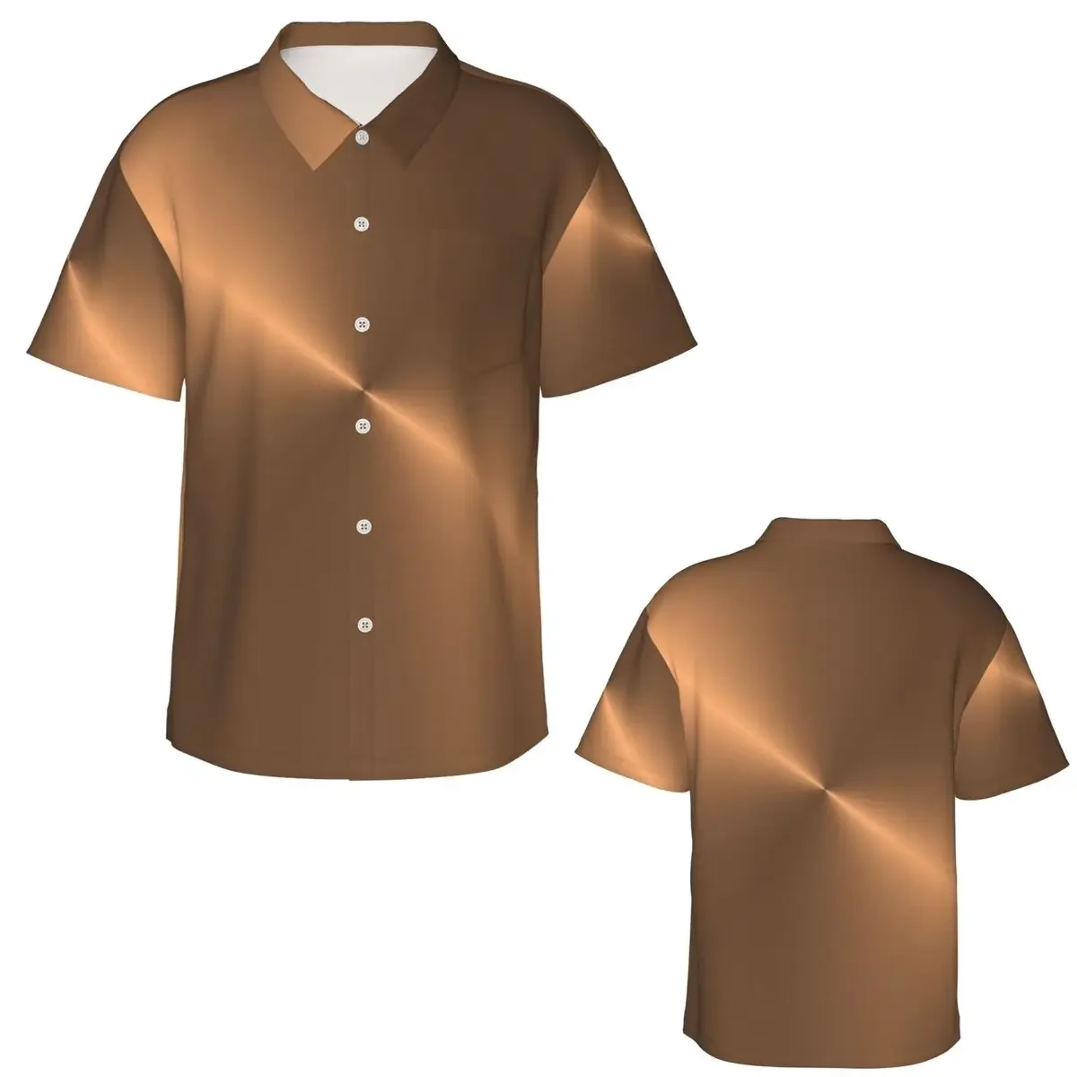 Brushed Copper Hawaiian Shirts Casual Men Short Sleeve Shirt for Summer Beach Men's Button Tops