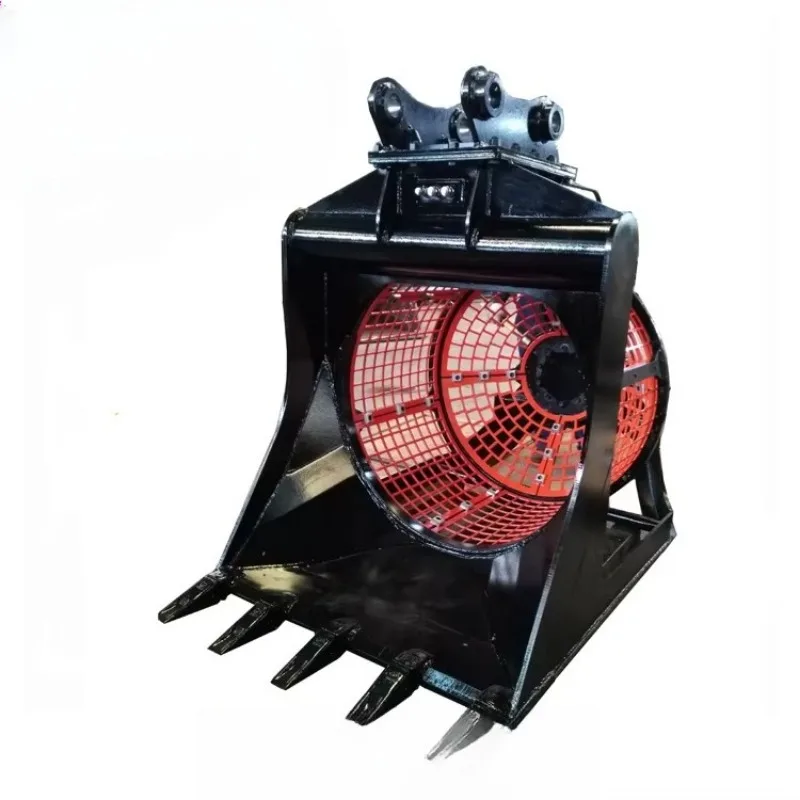 Digging Machine   Attachments High-Quality OEM Rotating Hydraulic Sieving Stone Bucket for 20 Ton