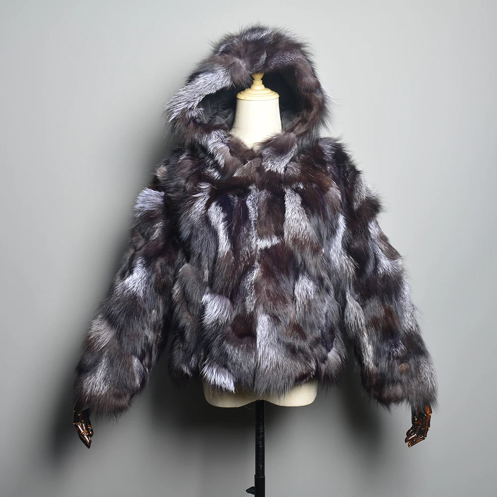 2024 New Winter Women Real Fox Fur Coat 100% Natural Fur Jacket Fox Fur Collar Fashion Luxury Thick Warm Lady Outerwear