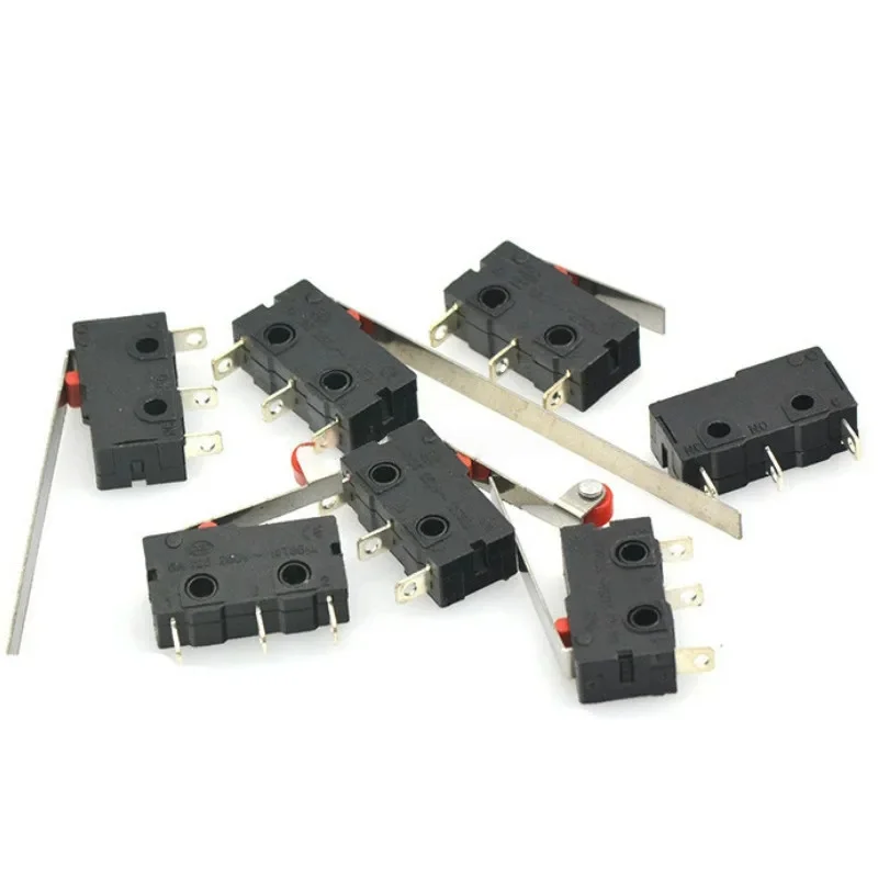 5 unidades de microinterruptores de fin de carrera miniatura NO NC, terminales 3P, SPDT, 5A, 125V, 250V, con palanca de arco de rodillo y acción rápida