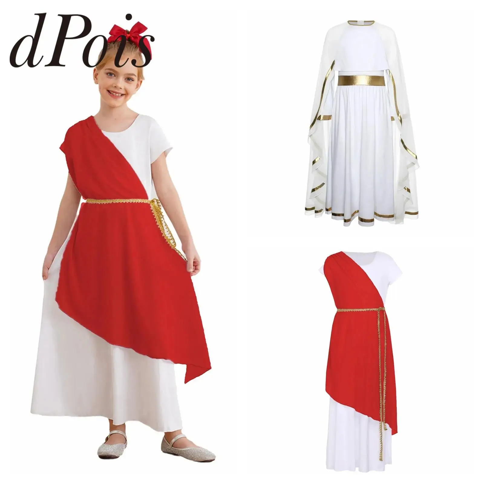 

Kids Girl Nativity Scene Mary Costumes Ancient Greek Dress with Cape for Halloween Carnival Cosplay Party Biblical Theme Parties