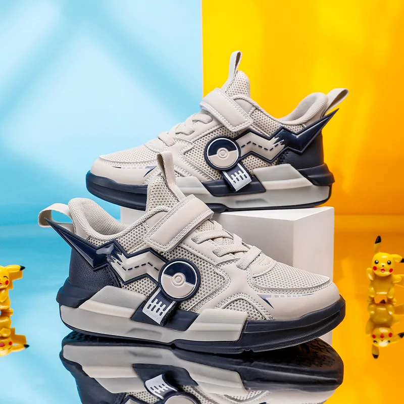 Pokemon Pikachu scarpe sportive per bambini primavera e autunno moda Anime Boy Sneakers studente scarpa da corsa antiscivolo traspirante