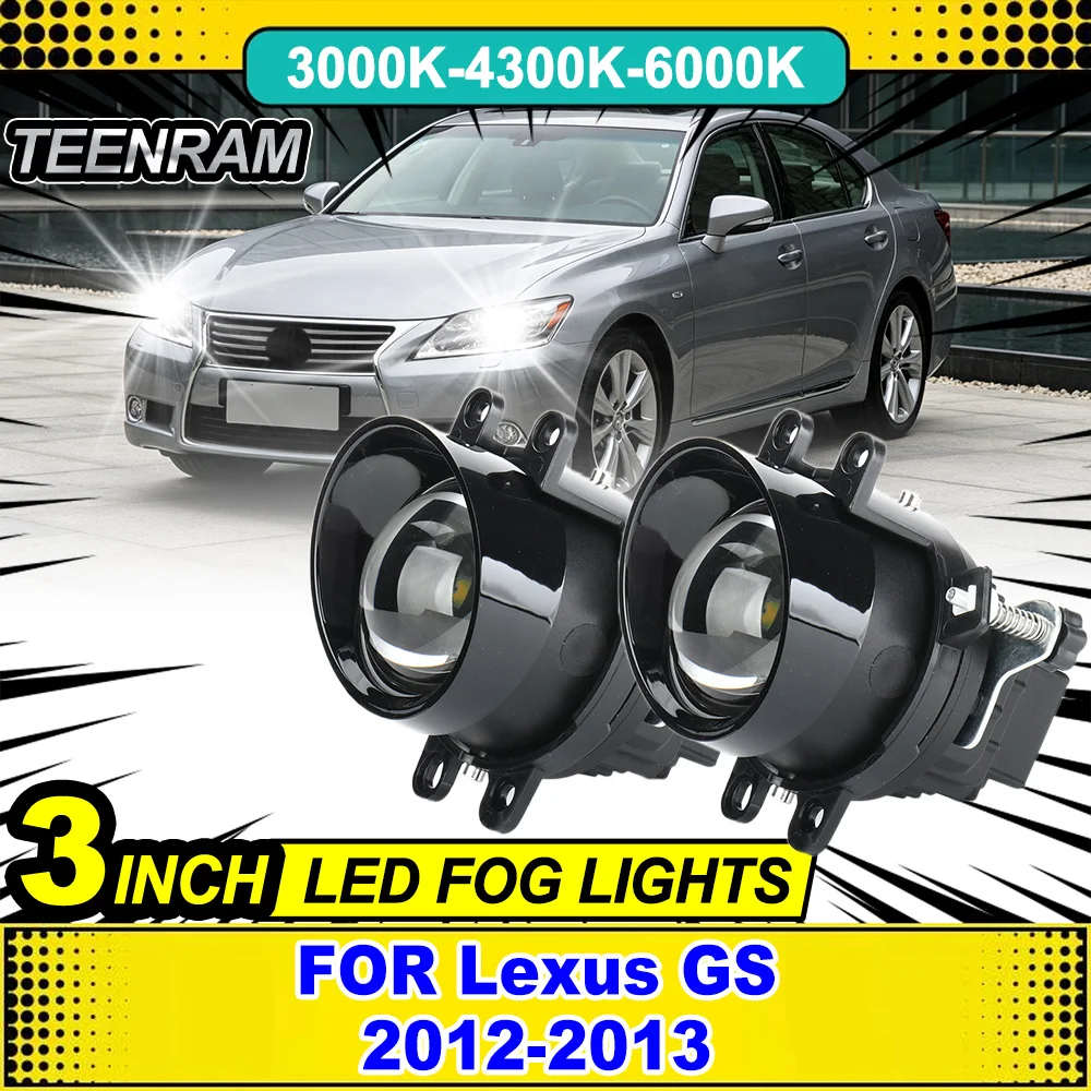 3 inches  Bi-led Fog Light Projector Lens White Yellow HID Bi-Xenon High Low Beam Fog Lights FOR Lexus GS 2012-2013