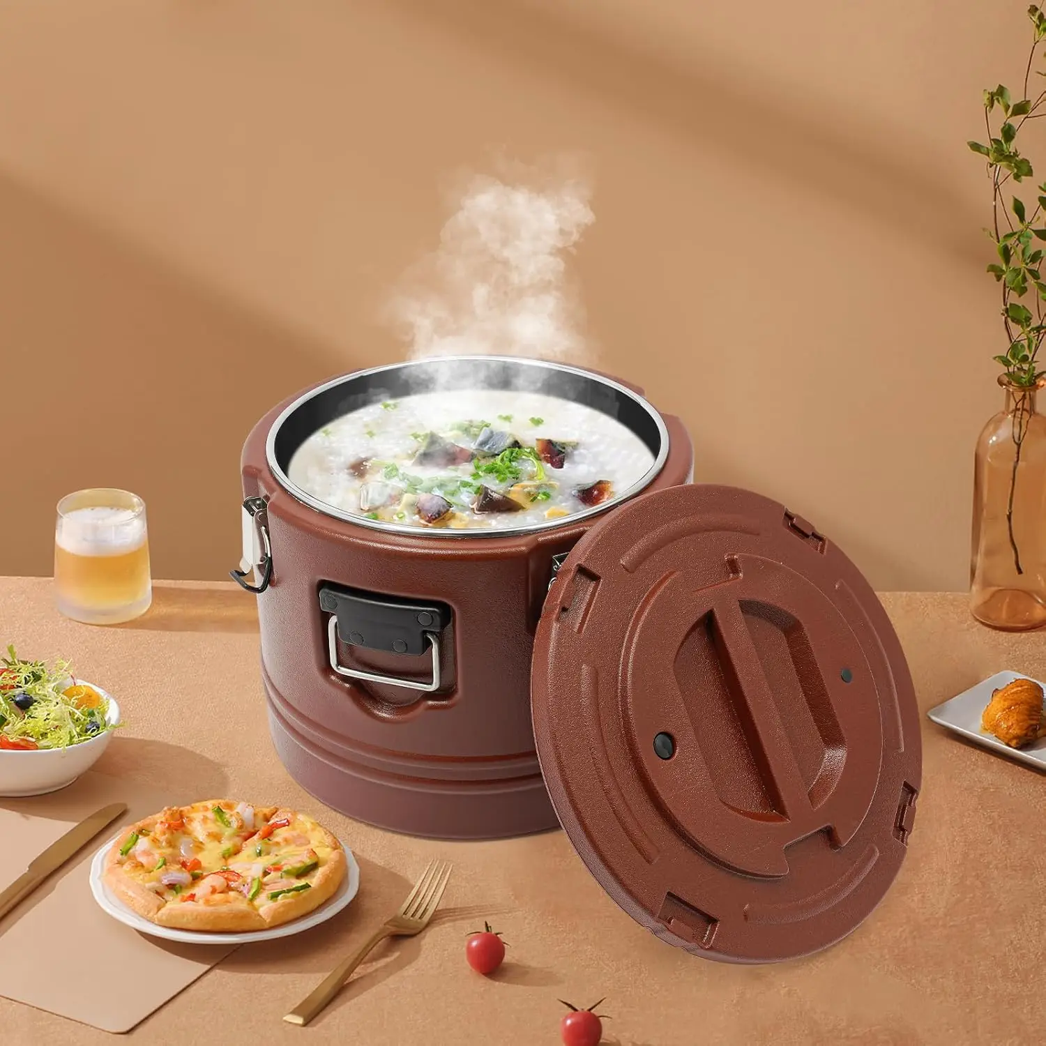 

Термоконтейнер для еды 31.7Qt (30 л), из нержавеющей стали, для коммерческого использования, для горячих и холодных блюд (сохранение тепла до 6 часов)